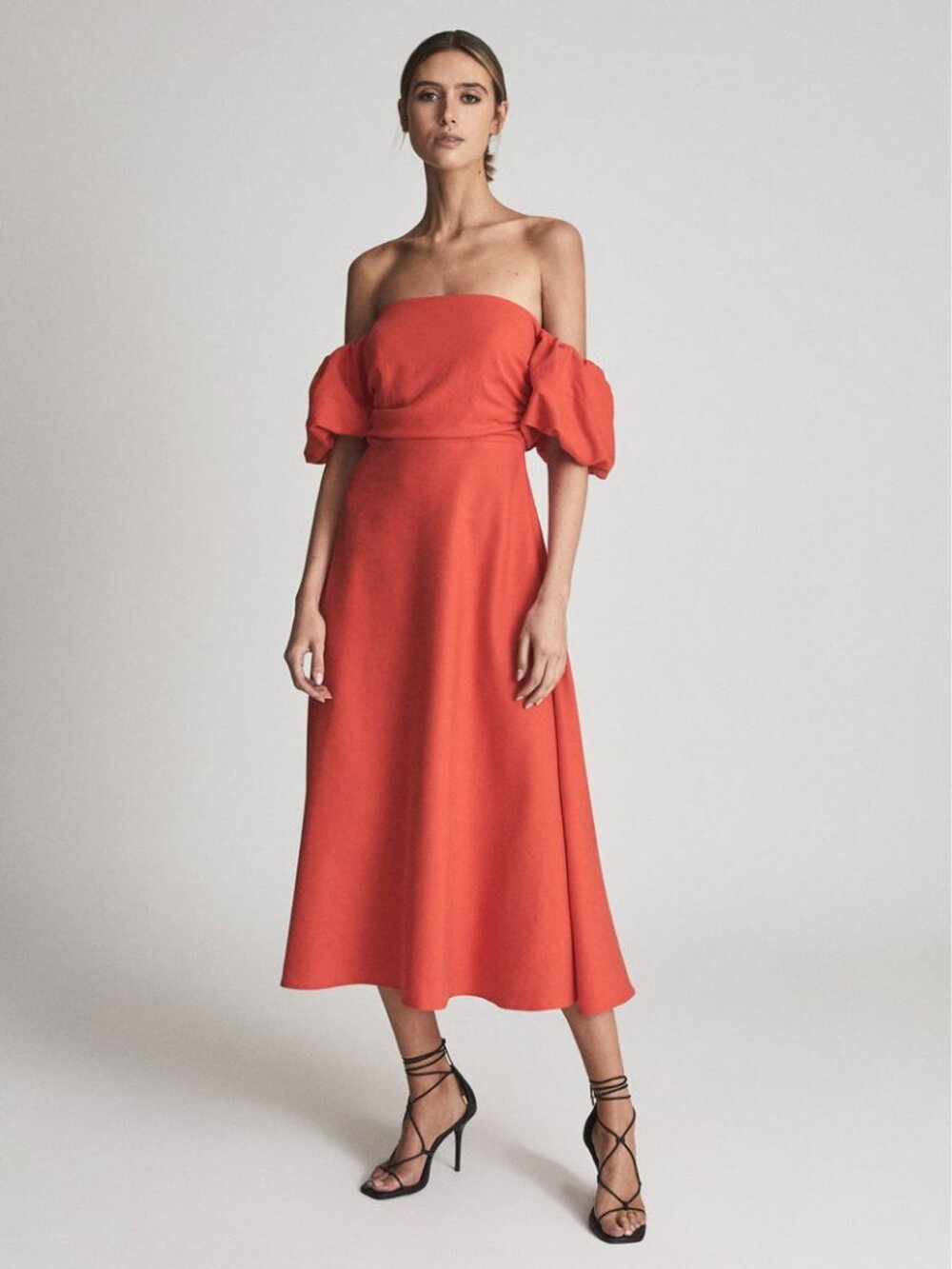 Shona Puff Sleeve Off Shoulder Midi Dress